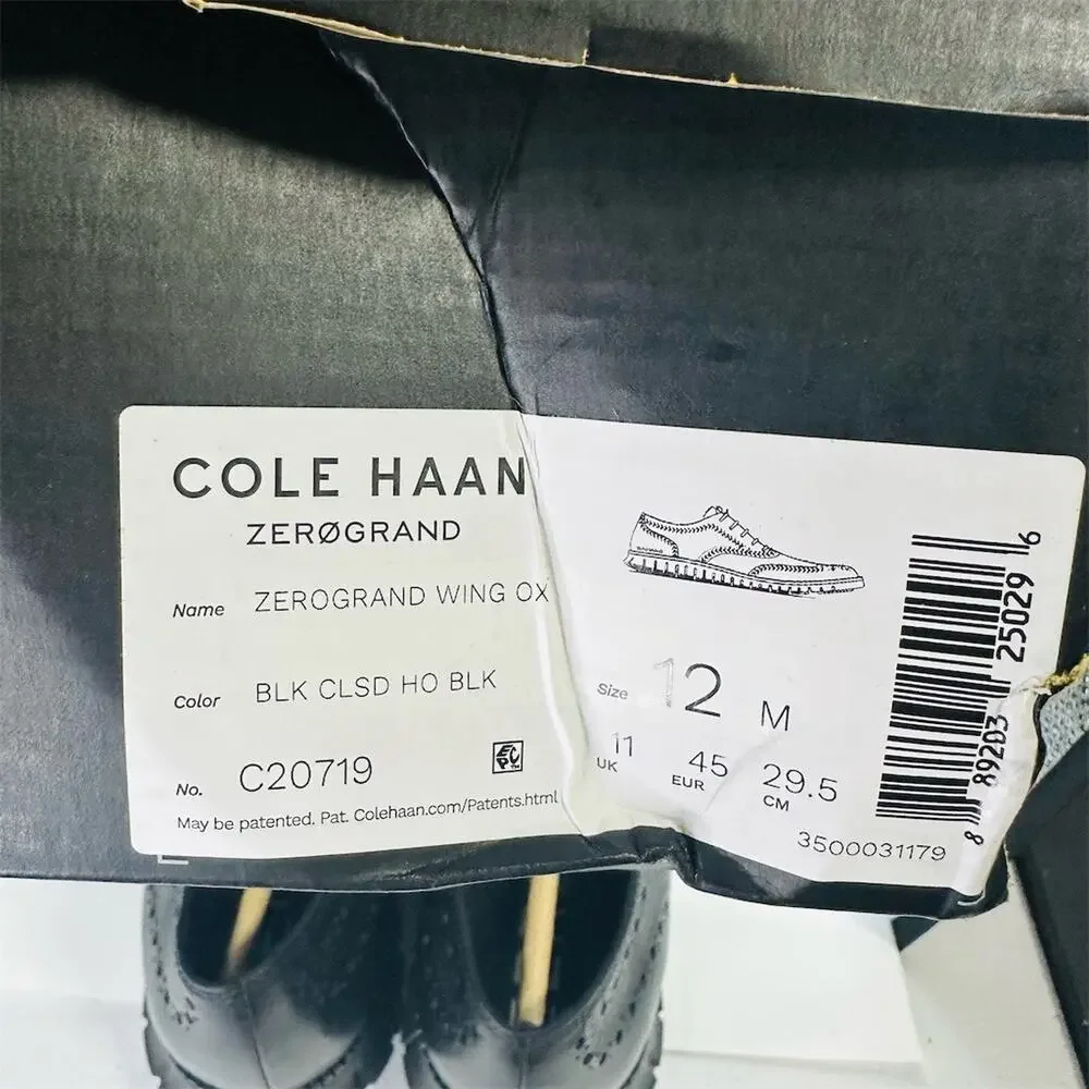 Cole Haan ZERØGRAND Wingtip Oxford Men's Dress Shoes Black Size 12 M